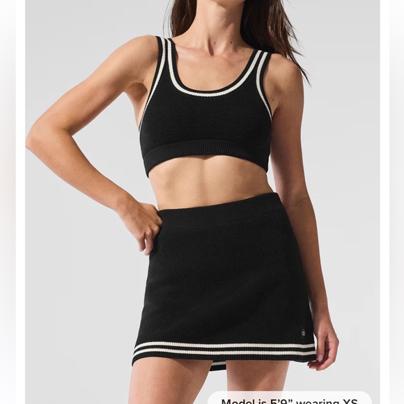 ALO Yoga Dresses & Skirts - Alo yoga Tennis Club Sweater Knit Bra and skirt! In black and white!